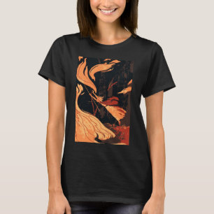 Vintage-Halloween, böse Hexe mit Feuer im Wald T-Shirt