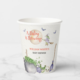 Vintage Halloween Brewing Cauldron Babydusche Pappbecher