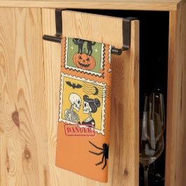 Vintage Halloween-Briefmarke Geschirrtuch