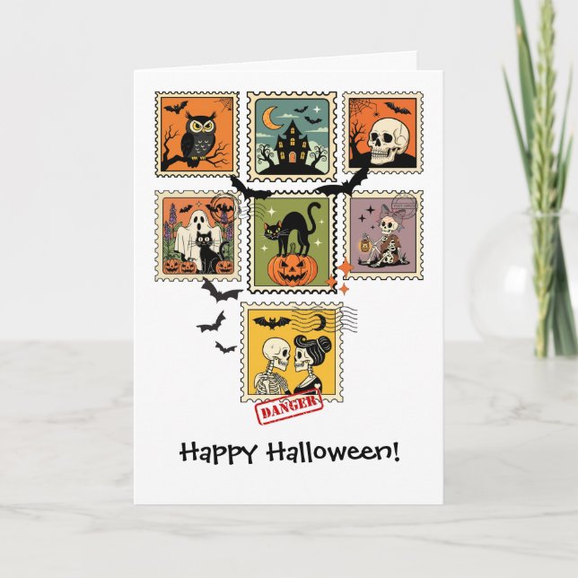 Vintage Halloween-Briefmarke Karte (Vorderseite)
