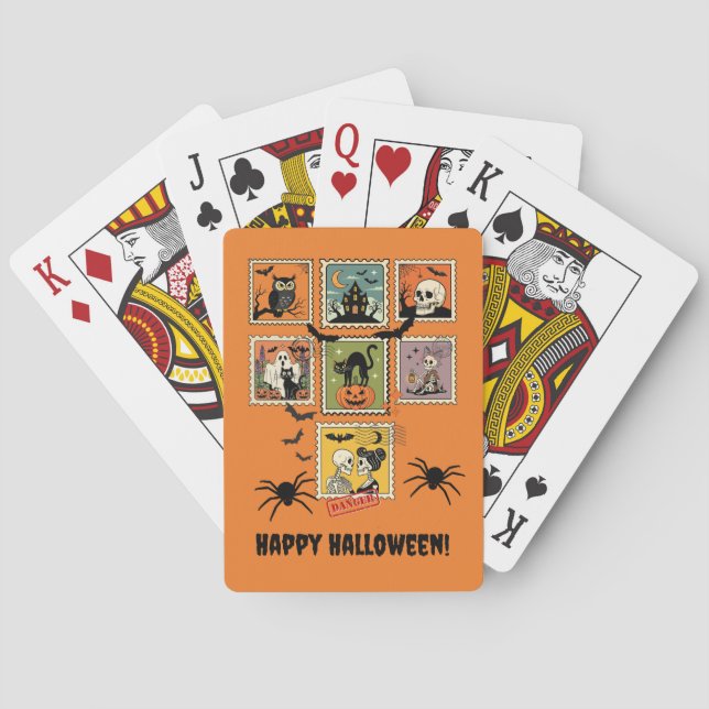 Vintage Halloween-Briefmarke Spielkarten (Rückseite)