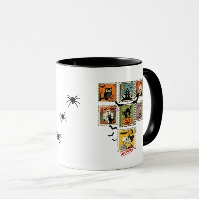 Vintage Halloween-Briefmarke Tasse (VorderseiteRechts)