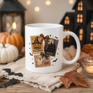 Vintage-Halloween-Briefmarken-Collage Jumbo-Tasse