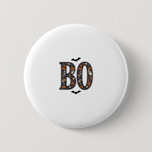 Vintage-Halloween-Buh-Doodle-Vektordesign_1 Button (Vorderseite)