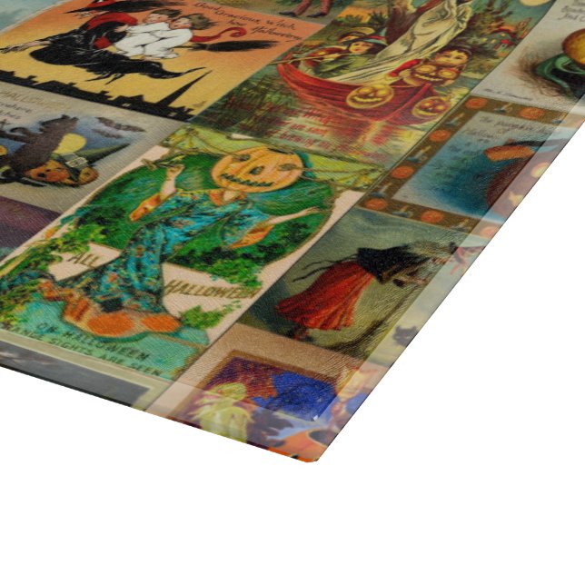 Vintage Halloween Cards Collage Schneidebrett (Ecke)