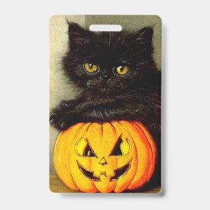 Vintage Halloween Cat and Jack-o’-Laterne Ausweis