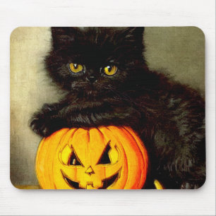 Vintage Halloween Cat and Jack-o’-Laterne Mousepad