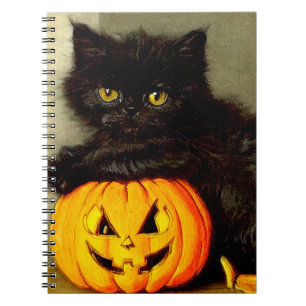 Vintage Halloween Cat and Jack-o’-Laterne Notizblock