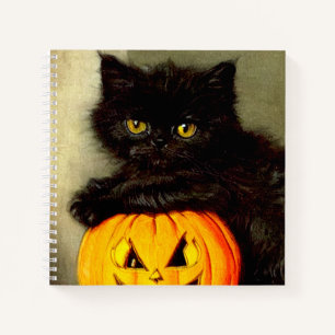 Vintage Halloween Cat and Jack-o’-Laterne Notizbuch