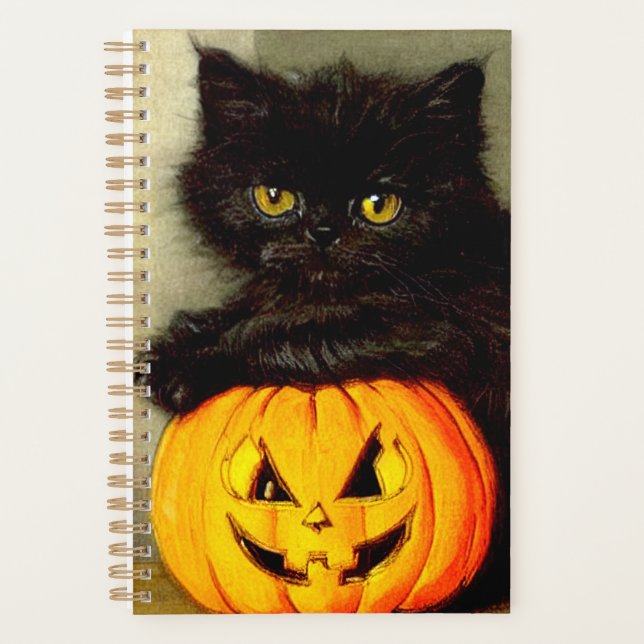 Vintage Halloween Cat and Jack-o’-Laterne Planer (Vorderseite)