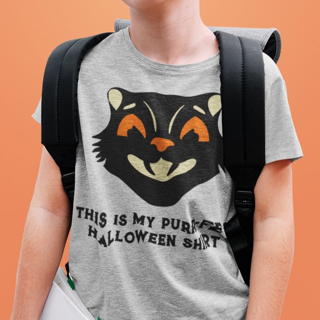 Vintage Halloween Cat Custom Slogan  T-Shirt (Von Creator hochgeladen)