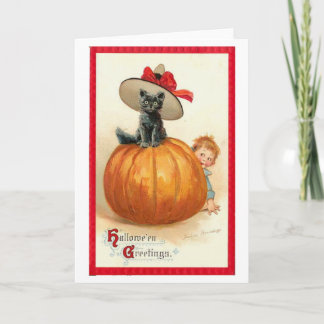 Vintage Halloween-Cat-Karte Karte