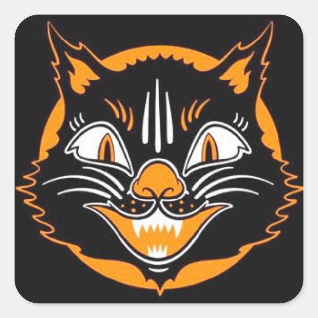 Vintage Halloween Cat Stickers (Vorderseite)