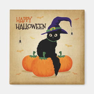 Vintage Halloween Cat und Kürbis   Magnet