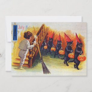 Vintage Halloween Cats Pumpkin Scare