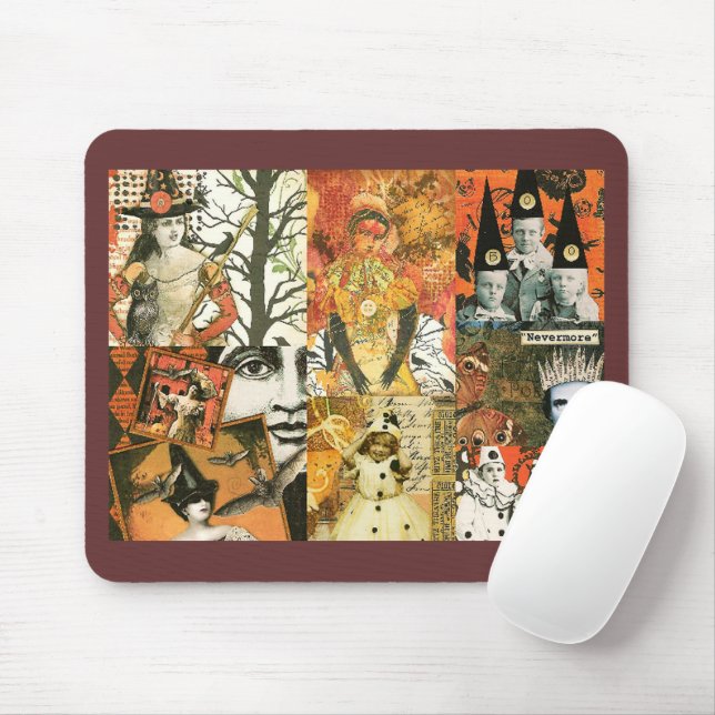 Vintage Halloween-Collage Mousepad (Mit Mouse)
