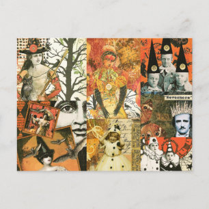 Vintage Halloween-Collage Postkarte