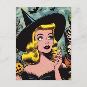 Vintage Halloween-Comicen Postkarte