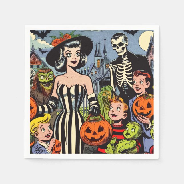 Vintage Halloween-Comicen Serviette (Vorderseite)