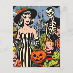 Vintage-Halloween-Comics Postkarte