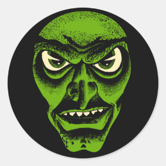 Vintage-Halloween-Dämon- oder Hexen-Aufkleber Runder Aufkleber