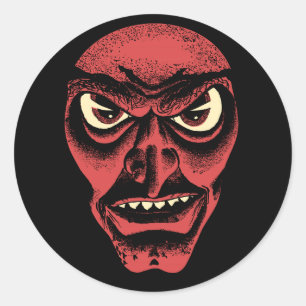 Vintage-Halloween-Dämon- oder Hexen-Aufkleber Runder Aufkleber