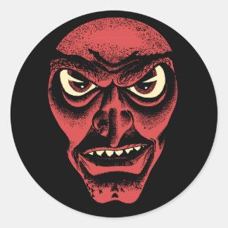 Vintage-Halloween-Dämon- oder Hexen-Aufkleber Runder Aufkleber