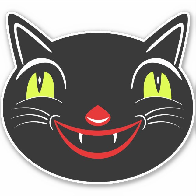 Vintage Halloween Dekoration Black Cat I Aufkleber (Vorderseite)