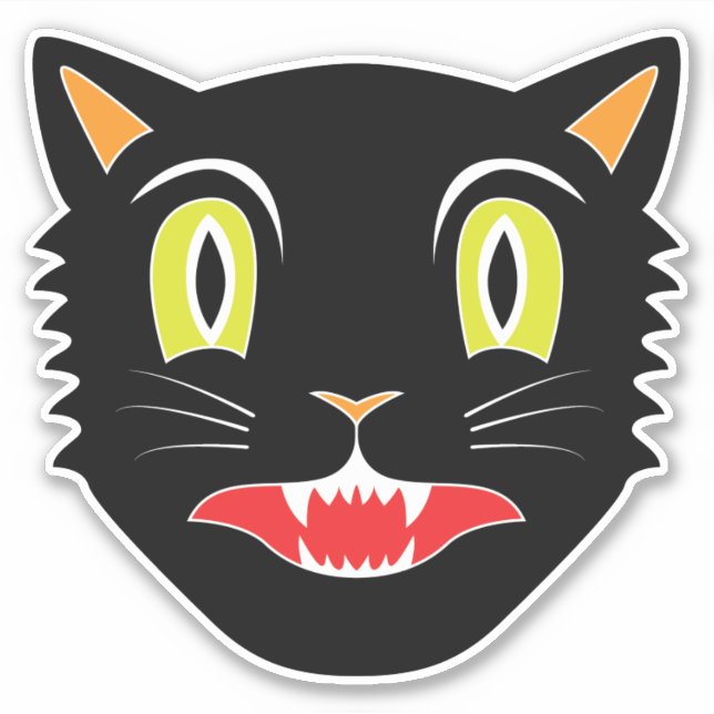 Vintage Halloween Dekoration Black Cat VII Aufkleber (Vorderseite)