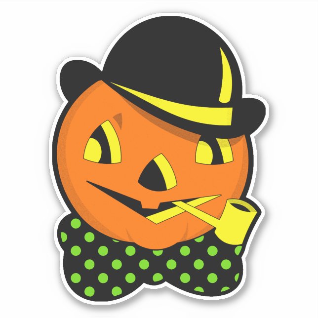 Vintage Halloween Dekoration Jack o' Lantern Aufkleber (Vorderseite)