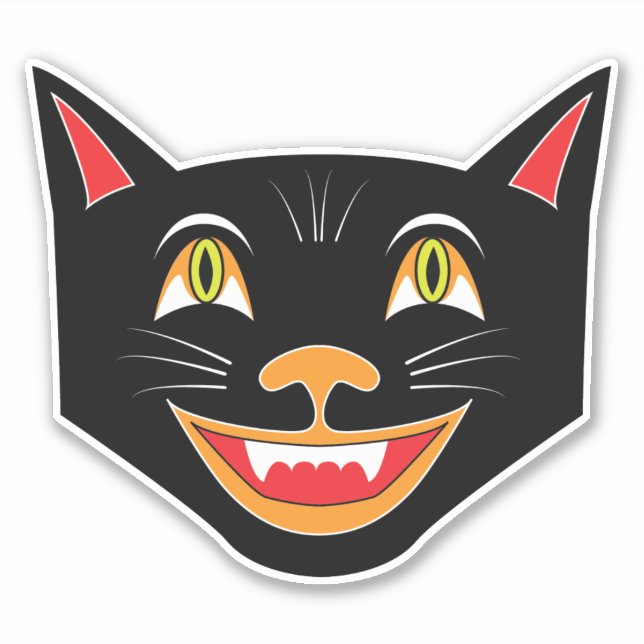 Vintage Halloween-Dekoration - Schwarze Katze IV Aufkleber (Vorderseite)