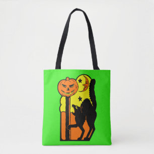Vintage-Halloween-Dekoration schwarze Katze Kürbis