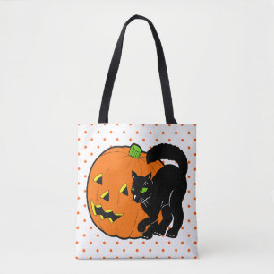 Vintage Halloween-Dekoration schwarze Katze Kürbis
