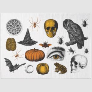 Vintage Halloween-Dekoupage Collage Seidenpapier