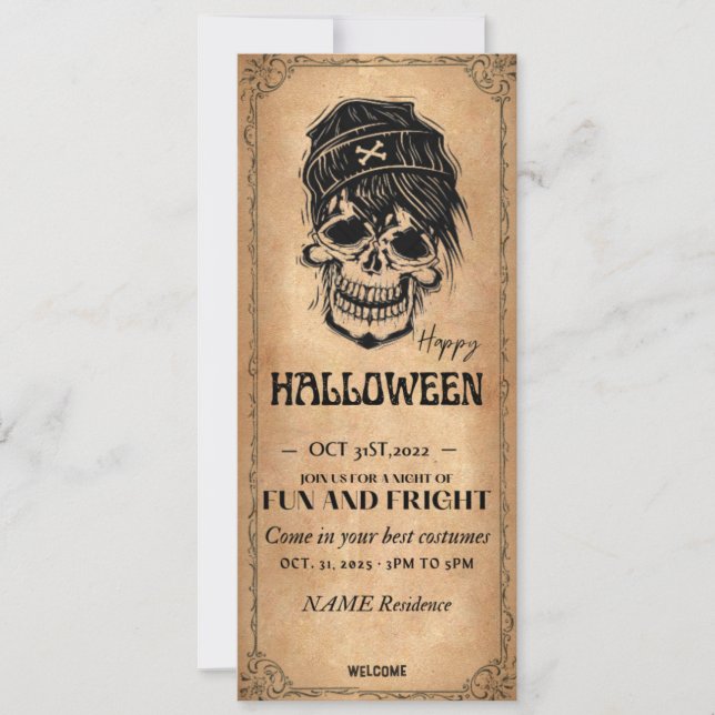 Vintage Halloween-Einladung - Kostümprogramm Party Einladung (Vorderseite)