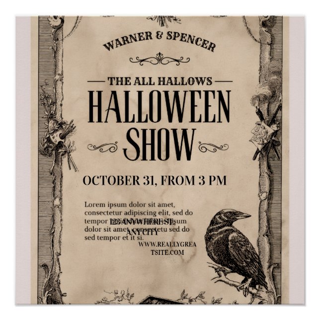 Vintage-Halloween-Einladung Poster (Vorderseite)