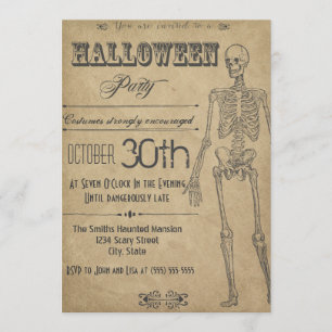 Vintage Halloween-Einladung von Skeleton Einladung
