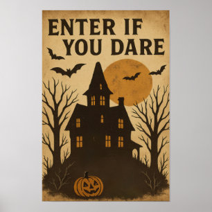 Vintage Halloween Eintreten wenn du dich traust Poster