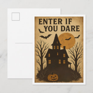 Vintage Halloween Eintreten, wenn du dich traust Postkarte
