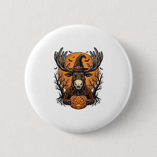 Vintage-Halloween-Elch-Kürbis-Hexenhut-Shirt_1 Button