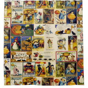 Vintage-Halloween-Ephemera Duschvorhang