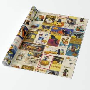 Vintage Halloween-Ephemera Geschenkpapier