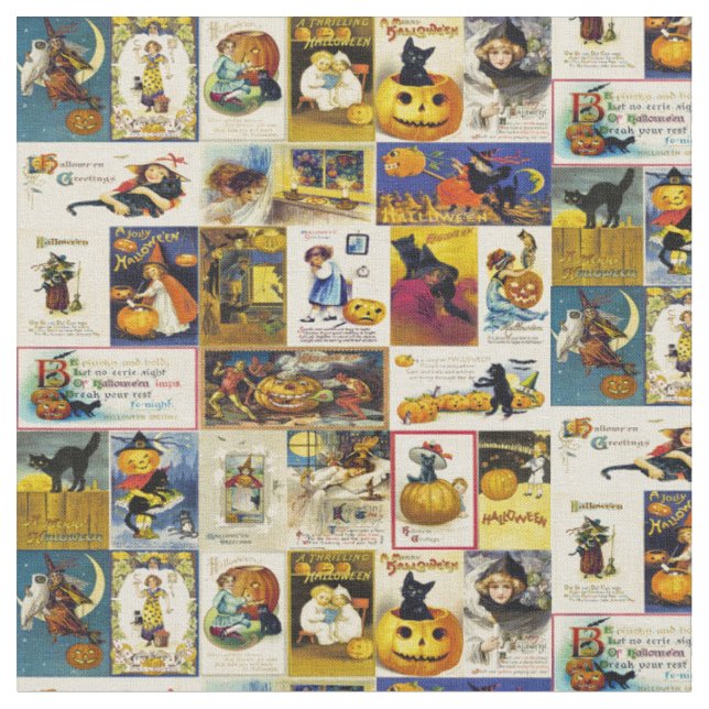 Vintage-Halloween-Ephemera Stoff (Nahaufnahme)