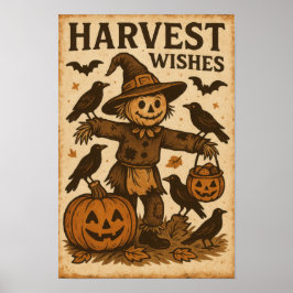 Vintage-Halloween-Erntewünsche Poster
