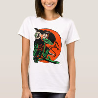Vintage Halloween-Eule, die den Mond Tickling ist