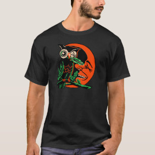 Vintage Halloween-Eule, die den Mond Tickling ist T-Shirt