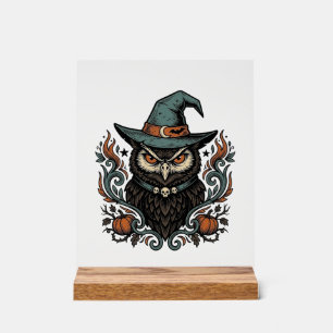 Vintage-Halloween-Eule-Hexenhut-Vektordesign_1 Acrylschild