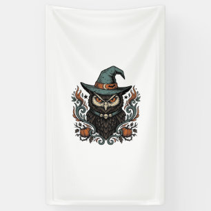 Vintage-Halloween-Eule-Hexenhut-Vektordesign_1 Banner