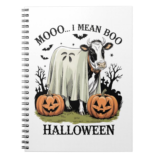 Vintage Halloween Farm Cow Notizblock (Vorderseite)