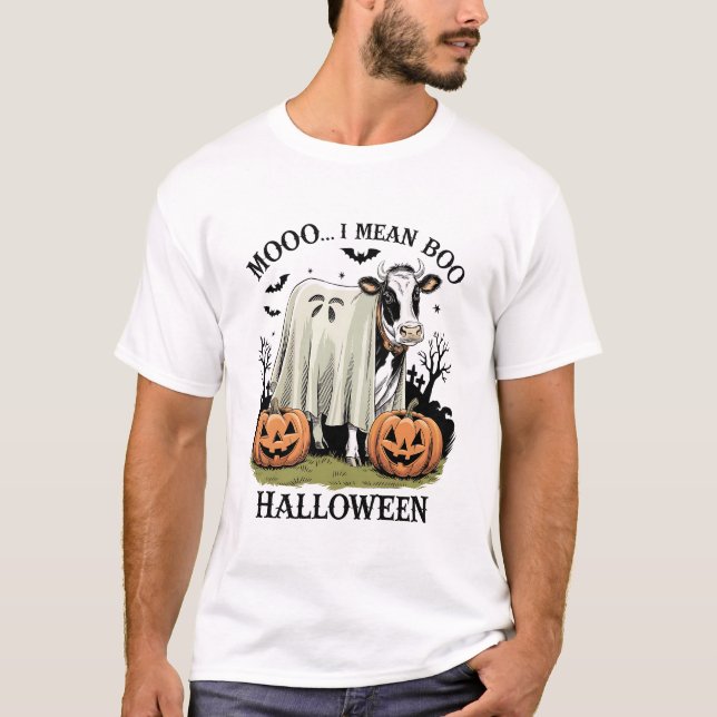 Vintage Halloween Farm Cow T-Shirt (Vorderseite)